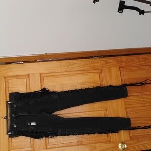 Black Vintage  Lace-Up Jeans